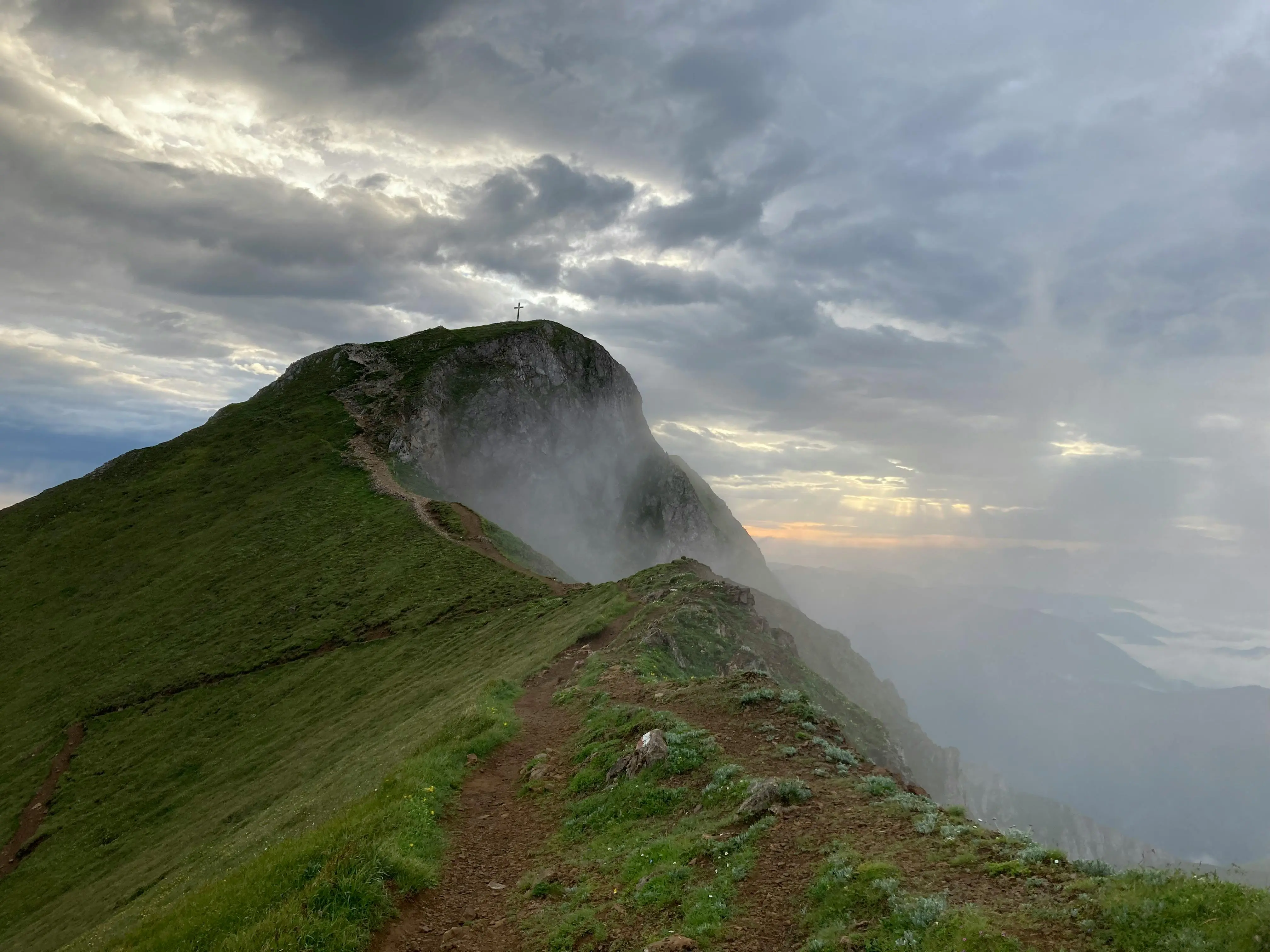 Sunrise over Italian mountains during a trek